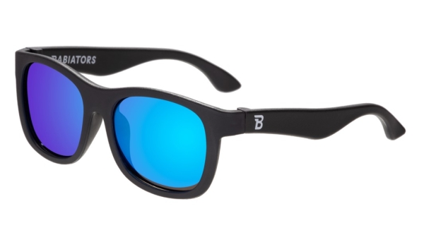 Babiators Polarizado Navigator: Jet Black | Cobalt Mirrored Lenses | 3-5 años